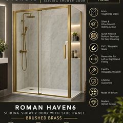 Roman haven6 brushed brass sliding door and side panel all sizes see below for pricing