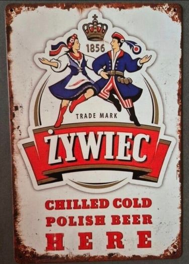 Vintage Style  Metal Sign. Zywiec, Polish beer advertisement.
