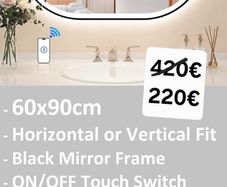 LED Bathroom Mirror Oval Speakers Antifog Dual LED Black Frame