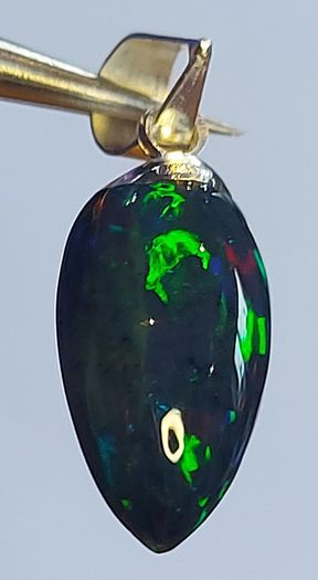 Ethiopian Black Opal Pendant 1.9 ct on 925 Silver