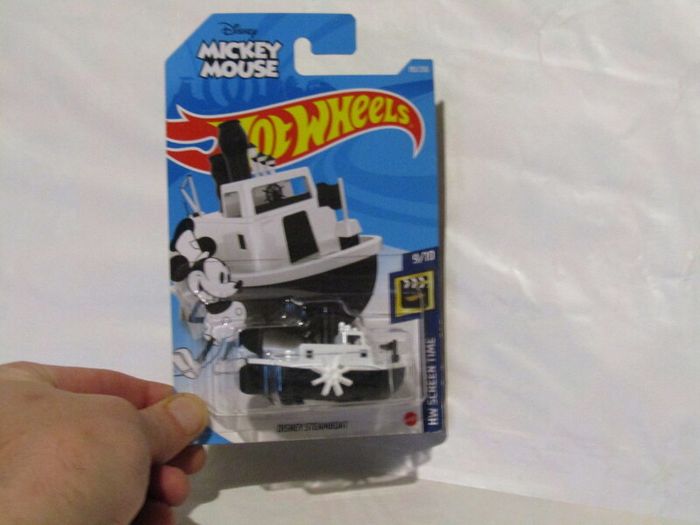 Hot Wheels Mickey Mouse Disney Steamboat Willie Black & White Diecast Car Long Card  Brand New Sealed