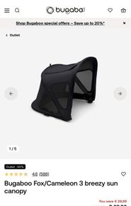 Bugaboo BRAND NEW black canopy hood in swords