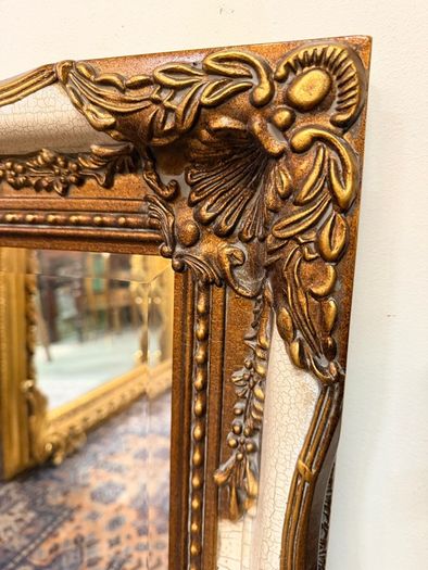 Parcel Gilt and Painted Bevelled Glass Mirror