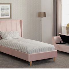 single bed pink velvet