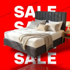 New Grey Divan Base, Headboard & Mattresses