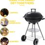 18 Inch Freestanding Kettle BBQ with Enamelled Fire Bowl, Chrome Plated Cooking Grid and Charcoal Grate for Lawn, Patio Garden Barbecue (FREE POSTAGE) Image 3