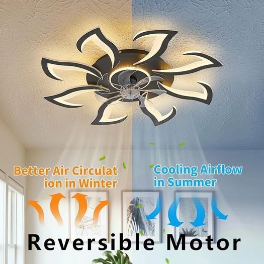 Ceiling Fan with Light and Remote Control, Dimmable Bedroom Fan, 6-Speed Settings, Suitable for Bedrooms, Living Rooms, and Kitchens - White