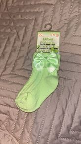 Green infant ankle bow socks 0-6 months