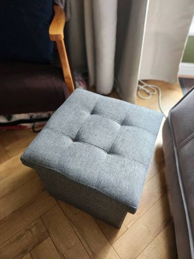 Grey Footstool with Storage