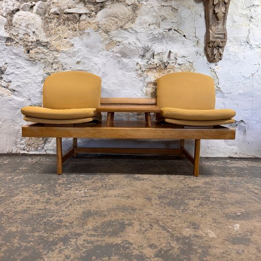 Mid Century Modern Seat Bank in Original Yellow Upholstery