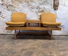 Mid Century Modern Seat Bank in Original Yellow Upholstery