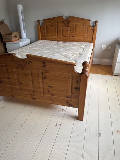 wooden double bed
