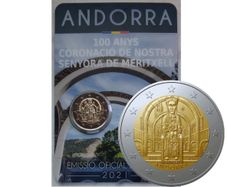 Andorra 2 Euro Base Metals Brilliant Uncirculated Coin 2021 - 100th Anniversary of the Coronation of Our Lady of Meritxell - Commemorative 2 euro coins
