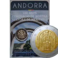 Andorra 2 Euro Base Metals Brilliant Uncirculated Coin 2021 - 100th Anniversary of the Coronation of Our Lady of Meritxell - Commemorative 2 euro coins