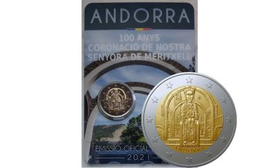 Andorra 2 Euro Base Metals Brilliant Uncirculated Coin 2021 - 100th Anniversary of the Coronation of Our Lady of Meritxell - Commemorative 2 euro coins