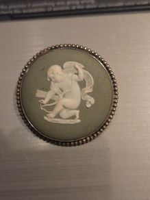 Vintage Sterling Silver Wedgwood Cupid Cameo Brooch