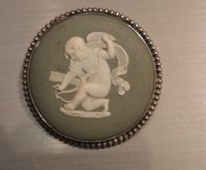 Vintage Sterling Silver Wedgwood Cupid Cameo Brooch