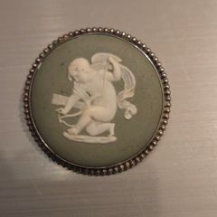 Vintage Sterling Silver Wedgwood Cupid Cameo Brooch