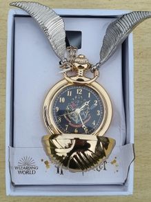 Harry Potter Golden Snitch Pocket Watch Necklace Gold