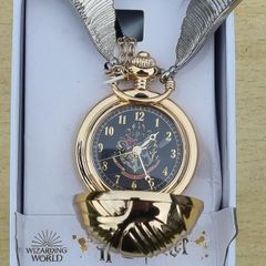 Harry Potter Golden Snitch Pocket Watch Necklace Gold