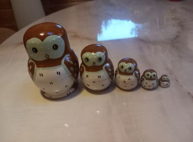 Bird, gnome, globe nesting dolls, D18 post 8e