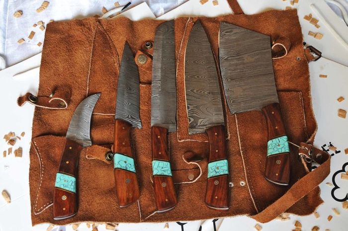 Handmade Damascus Set Knives 5 pcs