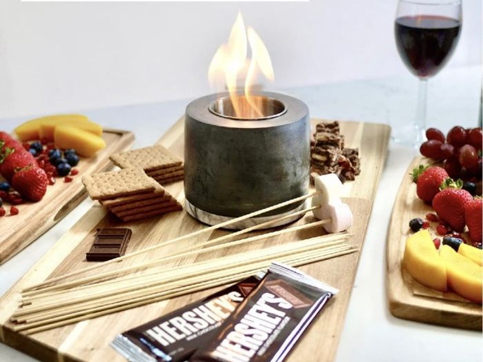 Concrete Table Top Fire Pit - Bioethanol Fire, Smokeless Fire Pit, Fire Bowl, Mini Personal Fireplace for Indoor and Outdoor Use (FREE POSTAGE)