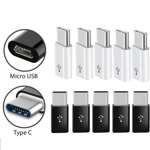 2PCS - [Micro USB (Female) to USB-C (Male) + Micro USB (Female) to Apple Lightning (Male)] Convertors/Adapters (Brand New/Warranty)