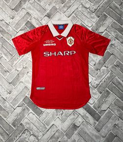 Vintage Umbro Manchester United 1999 Champions League The Final Nou Camp Home Jersey No.20 Solsjkaer Mens Size Small