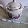 Vintage MEIKO Chinese White Porcelain Three Cup Roses Floral Pattern Golden Rim Teapot Retro Kitchen Image 2