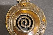 Copper pendant with orange crystals
