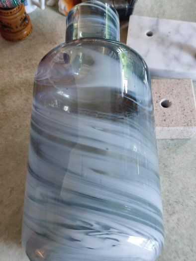 Ikea PS 2017 Glass Vase lina Vuorivirta Blue White Gray Swirl 10.5 INCHES  Sweden