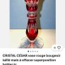 Bohemian cut to Clear Red Pedestral Vase Image 5