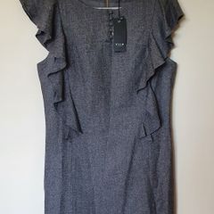 vila 50% wool blend dress size large 14 grey brand new tags still on