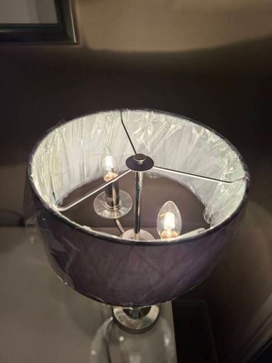 New Hall / Table Lamp Twin Bulb Grey lamp Shade,  metal & glass construction