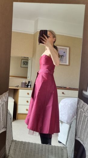 Cerise pink strapless bridesmaid dresses