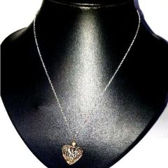 Vintage Hallmarked Silver Filigree Heart Necklace