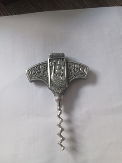 Vintage Norwegian Konge Tinn Pewter Viking Corkscrew - Hardanger Bestikk Boxed