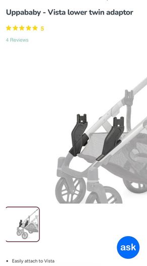 Uppababy - Vista lower twin adaptor