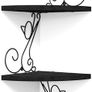 MULTIPLE COLOURS AVAILABLE Corner Shelf Wall Mount of 4 Tier Rustic Wood Floating Shelf Cat Shape Metal Stand for Bedroom Living Room Bathroom Kitchen Office and More Carbonized Black Image 5