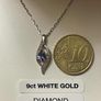 9ct White Gold Flame Diamond Pendant Necklace Chain Image 9
