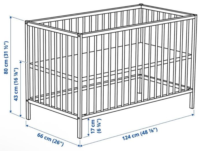 baby cot, mattress and changing table IKEA