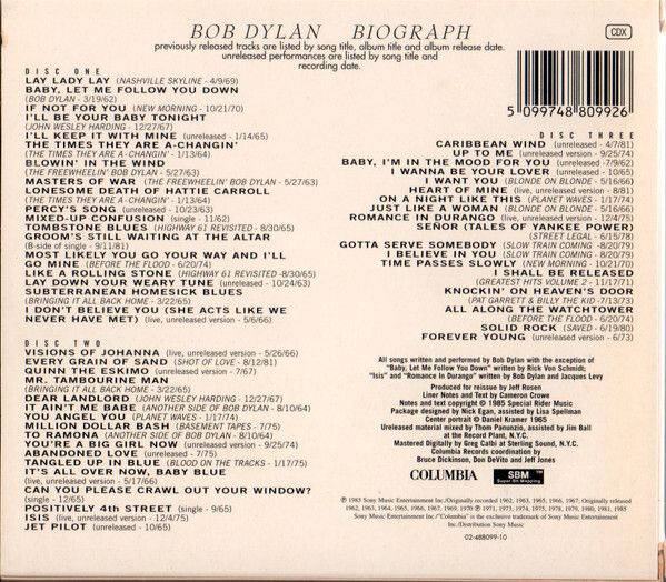 Bob Dylan - Biograph - 3 CD Box Set