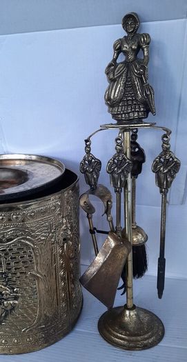 vintage brass companion set with lady