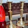 Pair Gun Barrel Deco Era Brass Candlesticks Early 20th Century Image 4