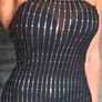 Sequin Mesh Sheer Bodycon Bandeau Dress, size S Image 6