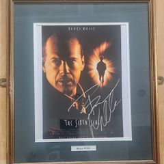 Framed 10x8 The Sixth Sense Poster Photo Autographed by Bruce Willis (With COA)