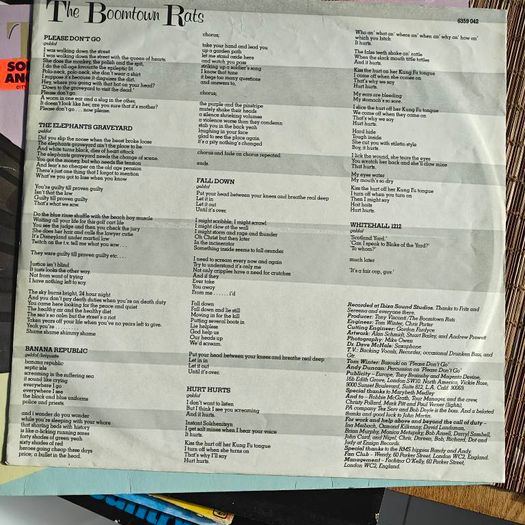 Boomtown Rats, Mondo Bongo German LP with inner and 2 x posters