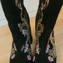 embroidered suede and leather platform ankle boot size 7 Image 10
