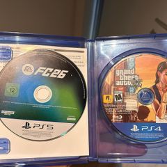 PS5 EA Sports FC 26 & PS4 GTA V Discs - Great Condition